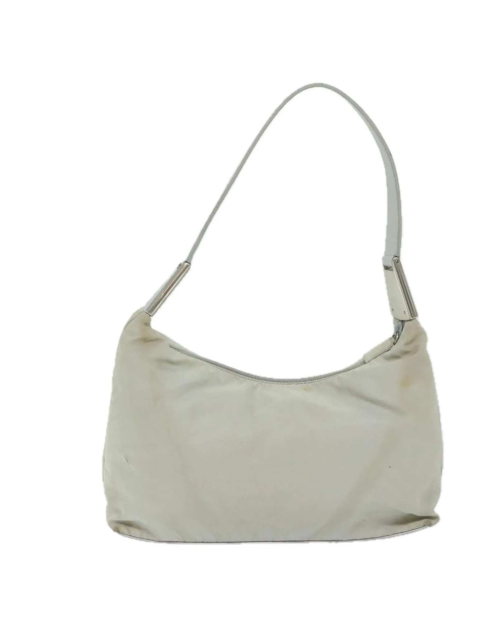 White Nylon Shoulder Bag with 25cm Drop